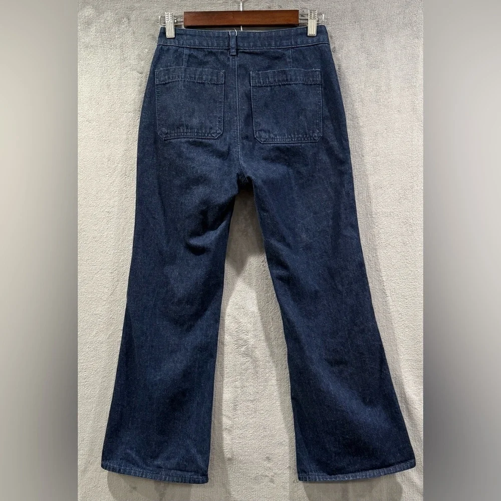 TORY BURCH High Rise Cropped Flare Jeans Women’s Size 25 in Blue Dark Wash